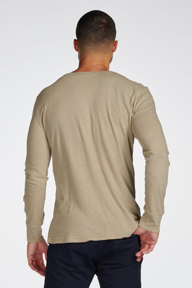 Men's Linen Blend Wide Cuff Long Sleeve Tee