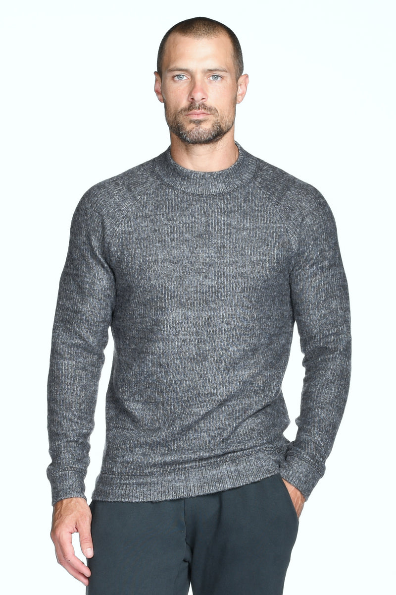 Men's Soft Knit Melange Wide Neck Pullover Sweater