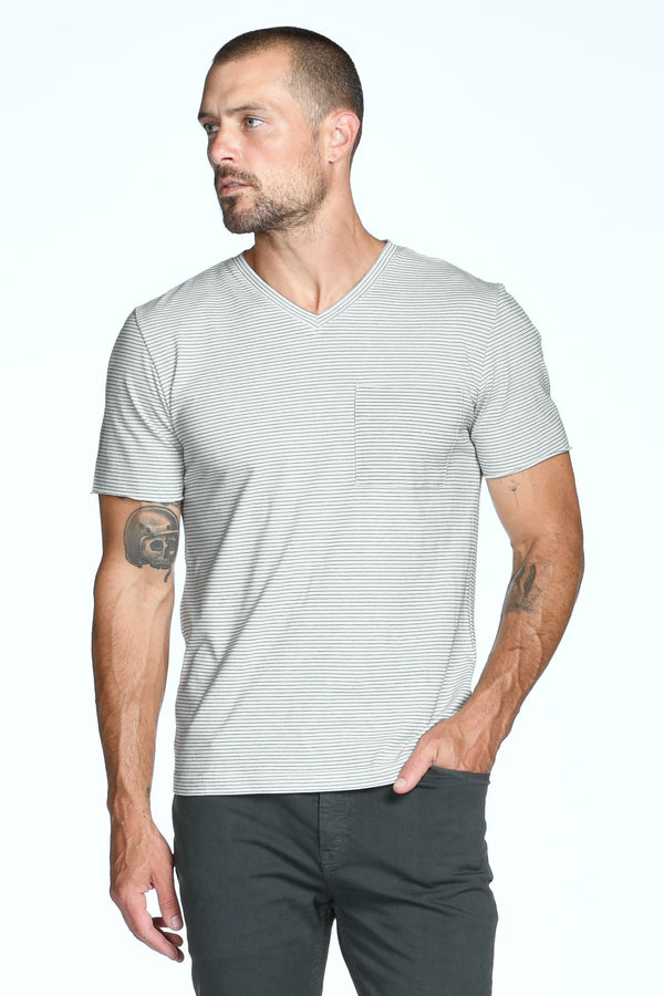 Men's Princeton Wide Pocket V-Neck Stripe Tee