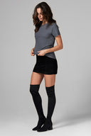 Women's Linen Blend Crew Neck Tee - Grey - view 3