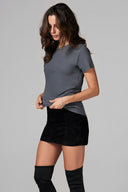 Women's Linen Blend Crew Neck Tee - Grey