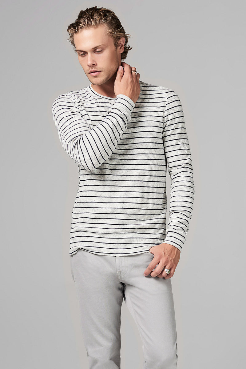 Men's Stripe Pullover Sweater - Navy Stripe — Navy Stripe