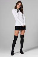 Women's Waffle Thermal Sweater Pullover - White - view 3