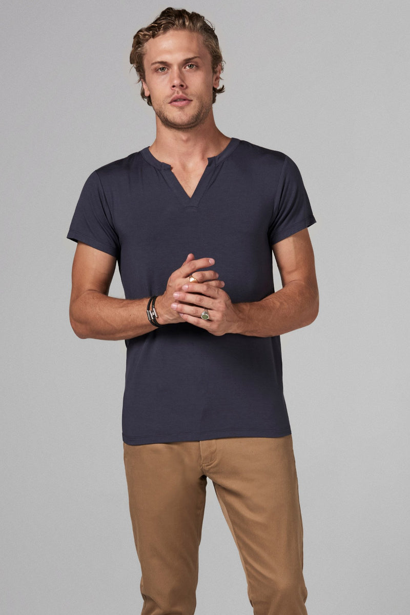 Men's Modal Cross V-Neck Tee — Graphite