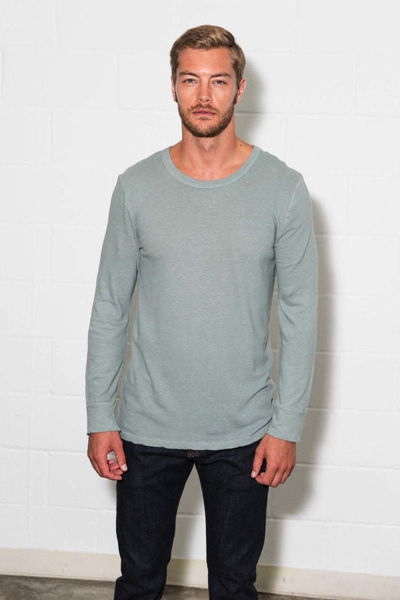 Men's Linen Blend Wide Cuff Long Sleeve Tee