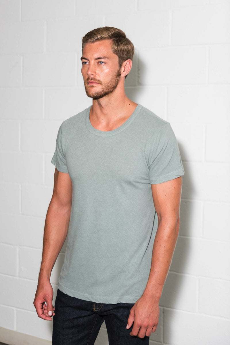 Men's Linen Blend Wide Neck Band Tee