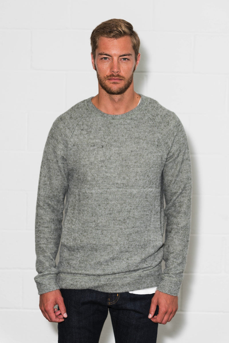 Men's Soft Knit Melange Kangaroo Pocket Pullover Sweater — Army