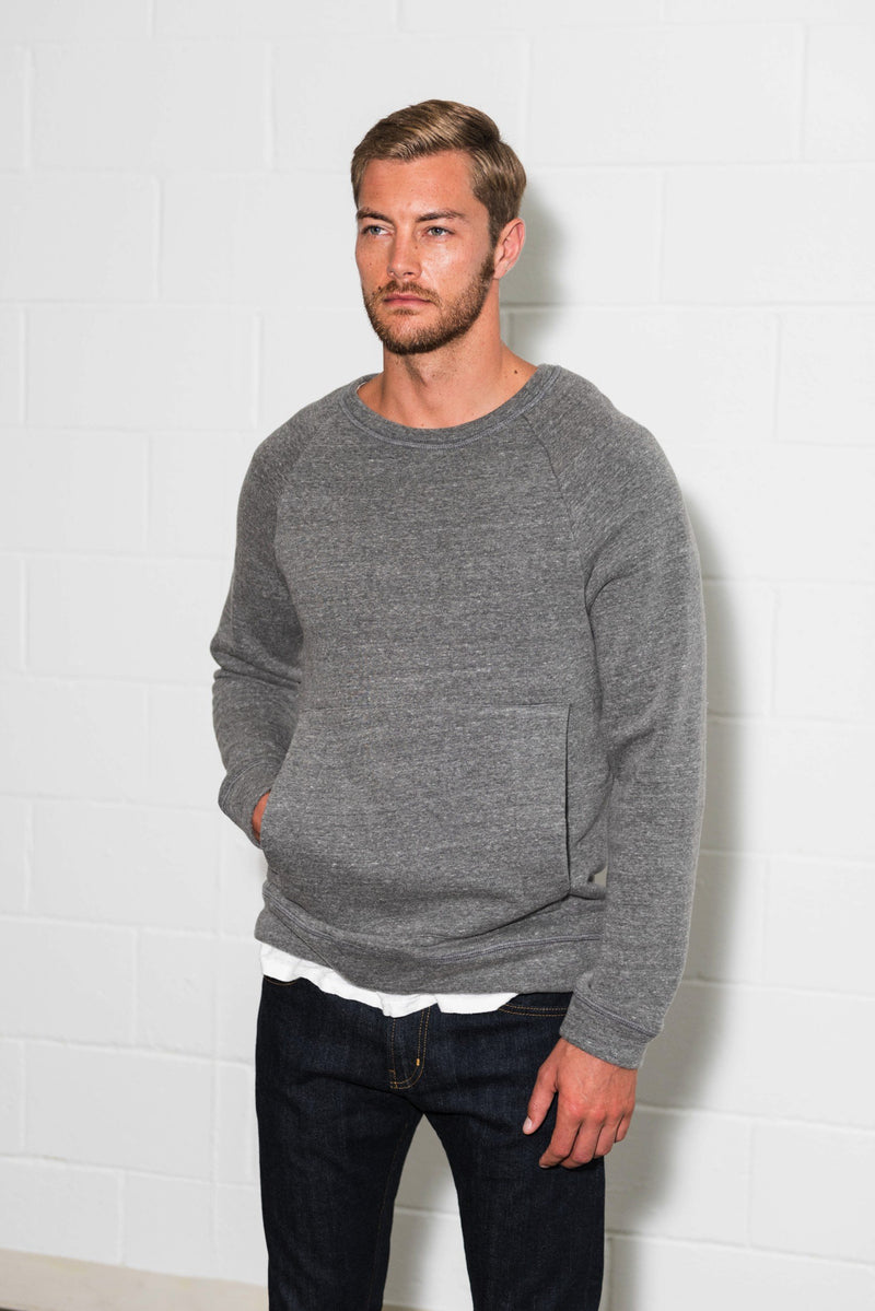 Men's French Terry Kangaroo Pocket Crew Neck Sweatshirt