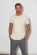 Men's Linen Blend Curved Bottom Crew Neck Tee - view 2