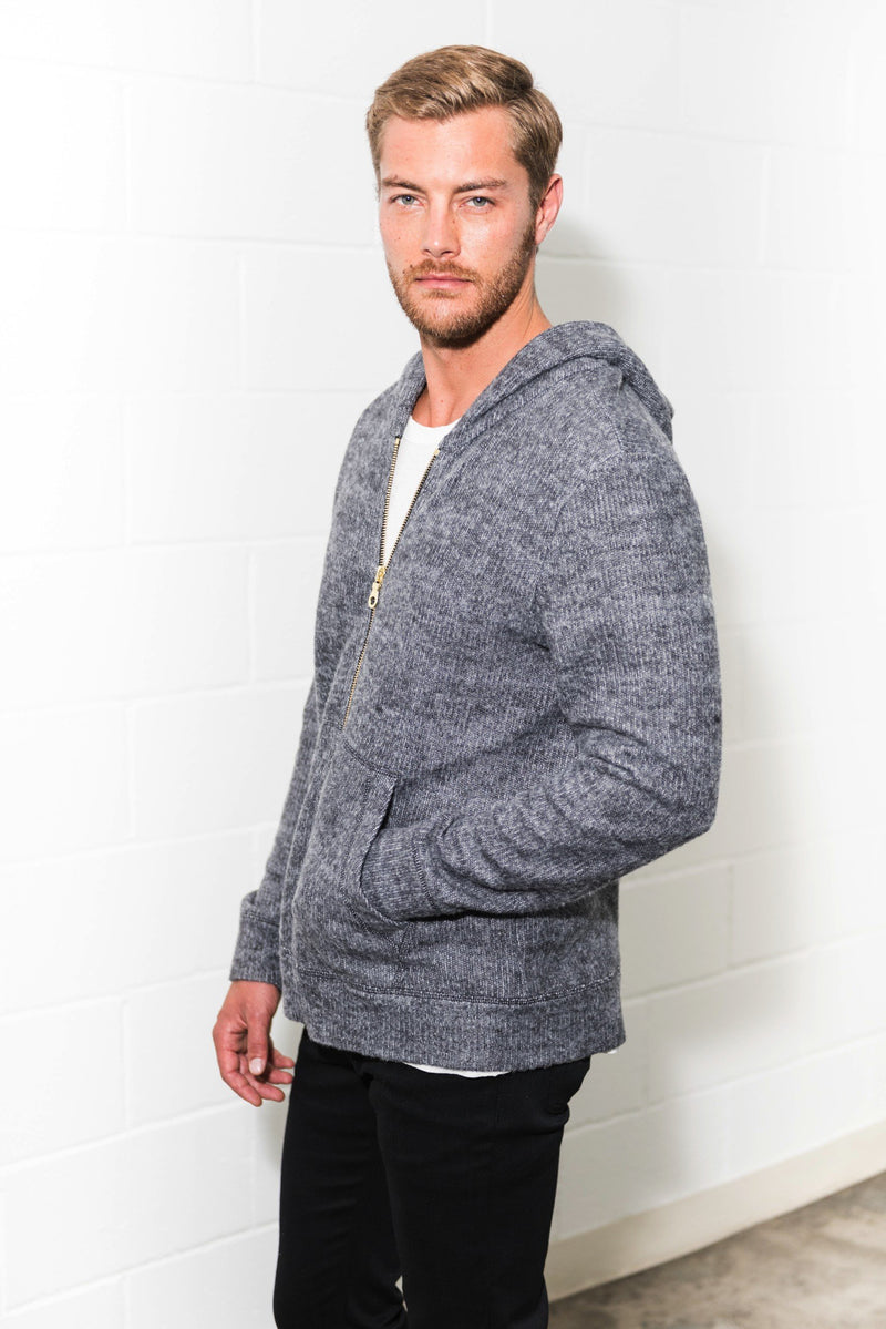 Men's Soft Knit Melange Zip Front Hoodie