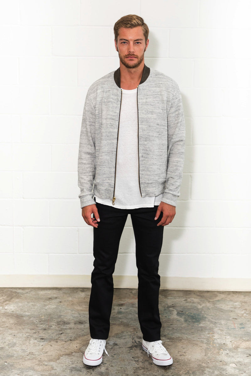 Men's Soft Knit Melange Bomber Jacket