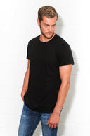 Men's Linen Blend Curved Bottom Crew Neck Tee - view 5