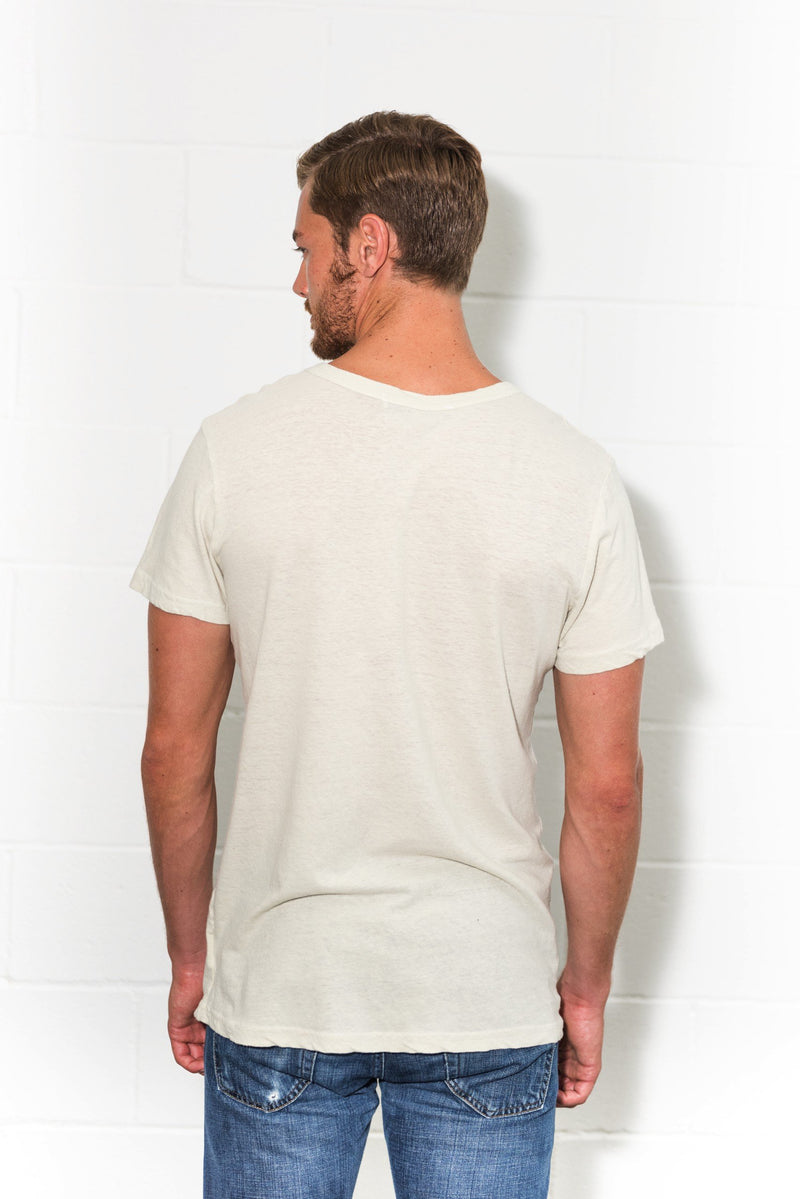 Men's Linen Blend Wide Neck Band Tee