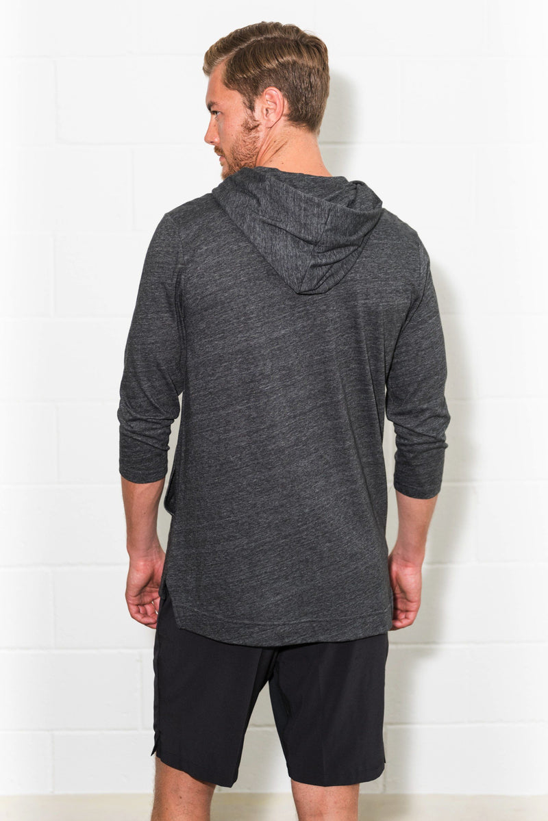 Men's 3/4 Sleeve Cowl Neck Visor Hoodie