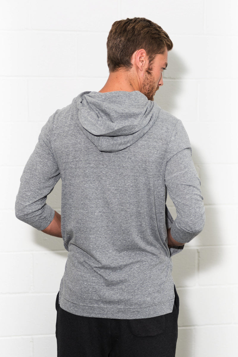 Men's 3/4 Sleeve Cowl Neck Visor Hoodie