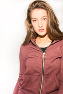 Women's French Terry Zip Front Hoodie - Maroon - view 3