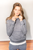 Women's Melange Knit Pullover Hoodie - Navy - view 3