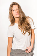 Women's Linen Blend Wide Neck Tee - White