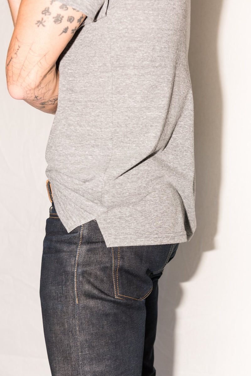 Men's Jersey Raw Neck Curved Pocket Tee