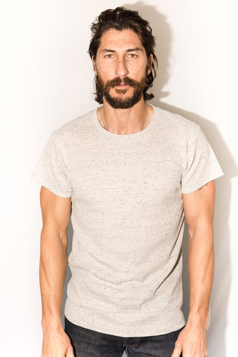 Men's Novelty Texture Crew Neck Tee — Cream Thermal