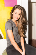 Women's Modal Cross V Neck Tee - Heather Grey - view 4