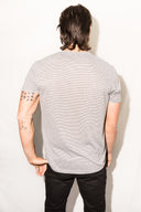 Men's Jersey Crew Neck V-Pocket Tee - Grey White Stripe - view 3