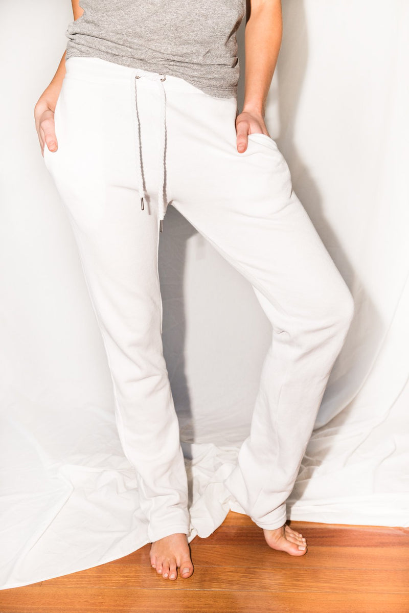Women's French Terry Straight Leg Sweatpant — White