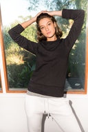 Women's French Terry Relaxed Fit Pullover Sweatshirt - Black - view 2