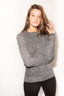 Women's Melange Knit Pullover Sweatshirt - Black - view 3