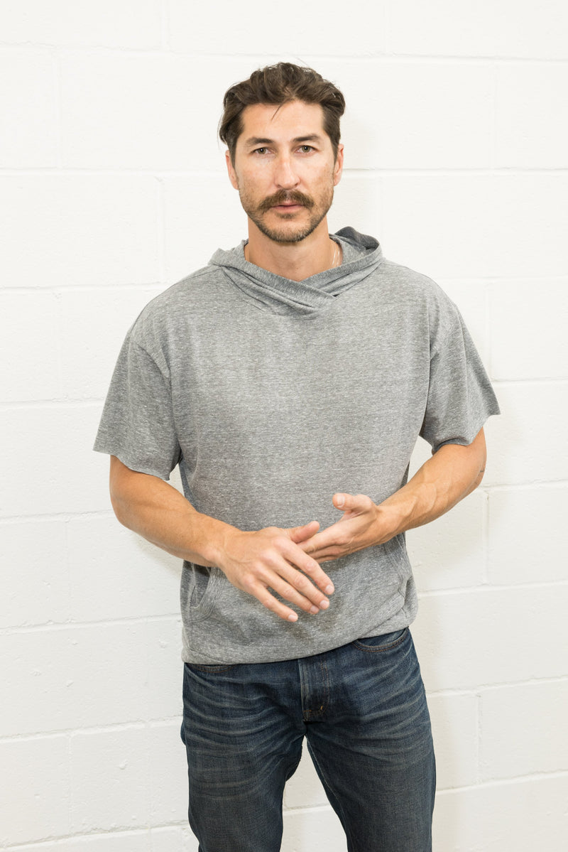 Men's Jersey Tee Kangaroo Pocket Hoodie — Light Heather Grey