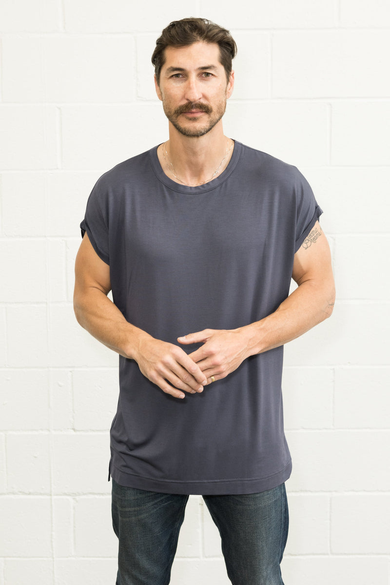 Men's Modal Hi-Lo Crew Neck Tee — Graphite
