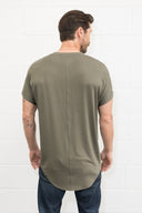 Men's Modal Center Stitch Curved Bottom Crew Neck Tee - view 11
