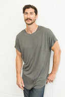 Men's Modal Center Stitch Curved Bottom Crew Neck Tee - view 14