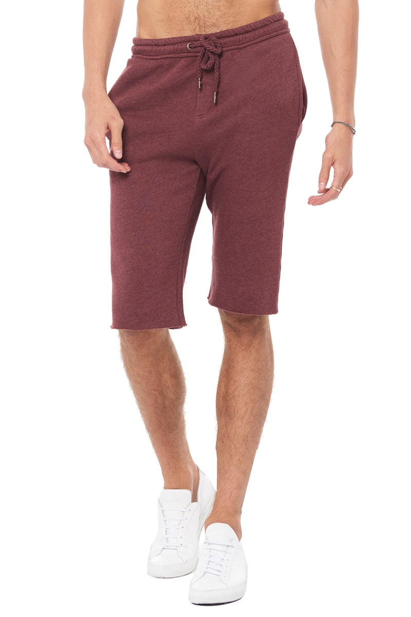 Men's French Terry Cut Off Short with Adjustable Draw Chord — Maroon