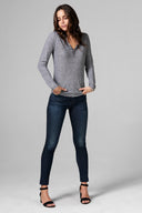 Women's Henley Long Sleeve Shirt - Mini Stripe - view 2