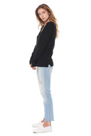 Women's Henley Long Sleeve Rib Shirt - Black - view 4