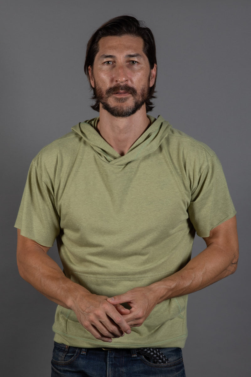 Men's Jersey Tee Kangaroo Pocket Hoodie — Sage Green