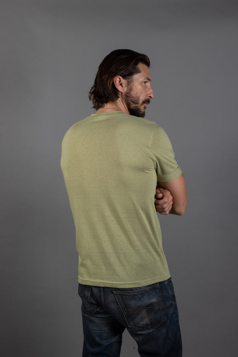 Men's Tri-Blend Stitch Sleeve V-Neck Tee