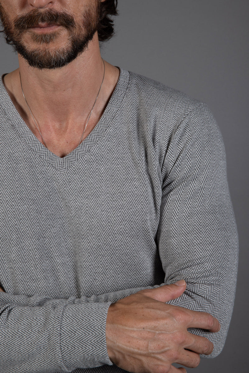 Westin Herringbone V-Neck Sweater