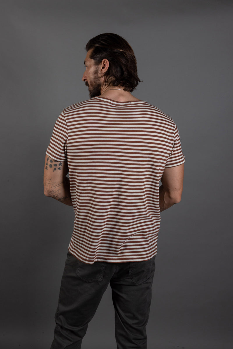 Men's Cross V-Neck Stripe Tee