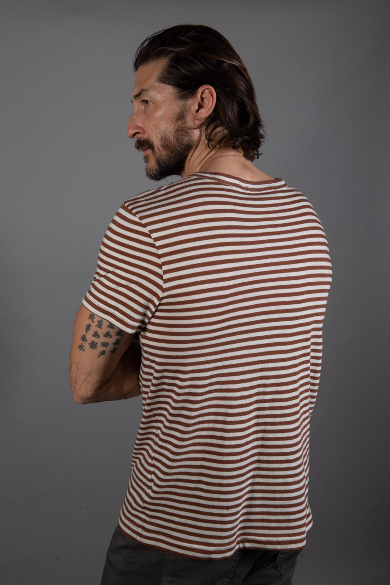 Men's Cross V-Neck Stripe Tee