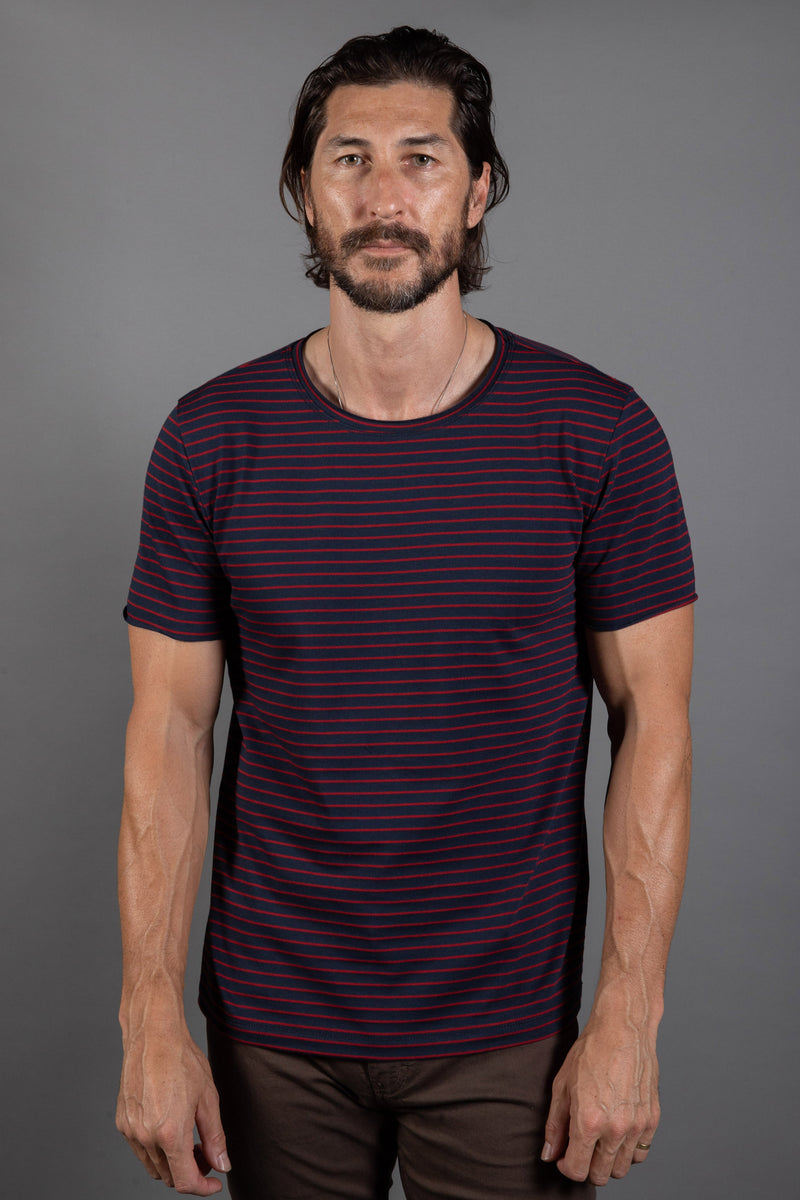 Men's Brolin Raw Neck Crew Stripe Tee