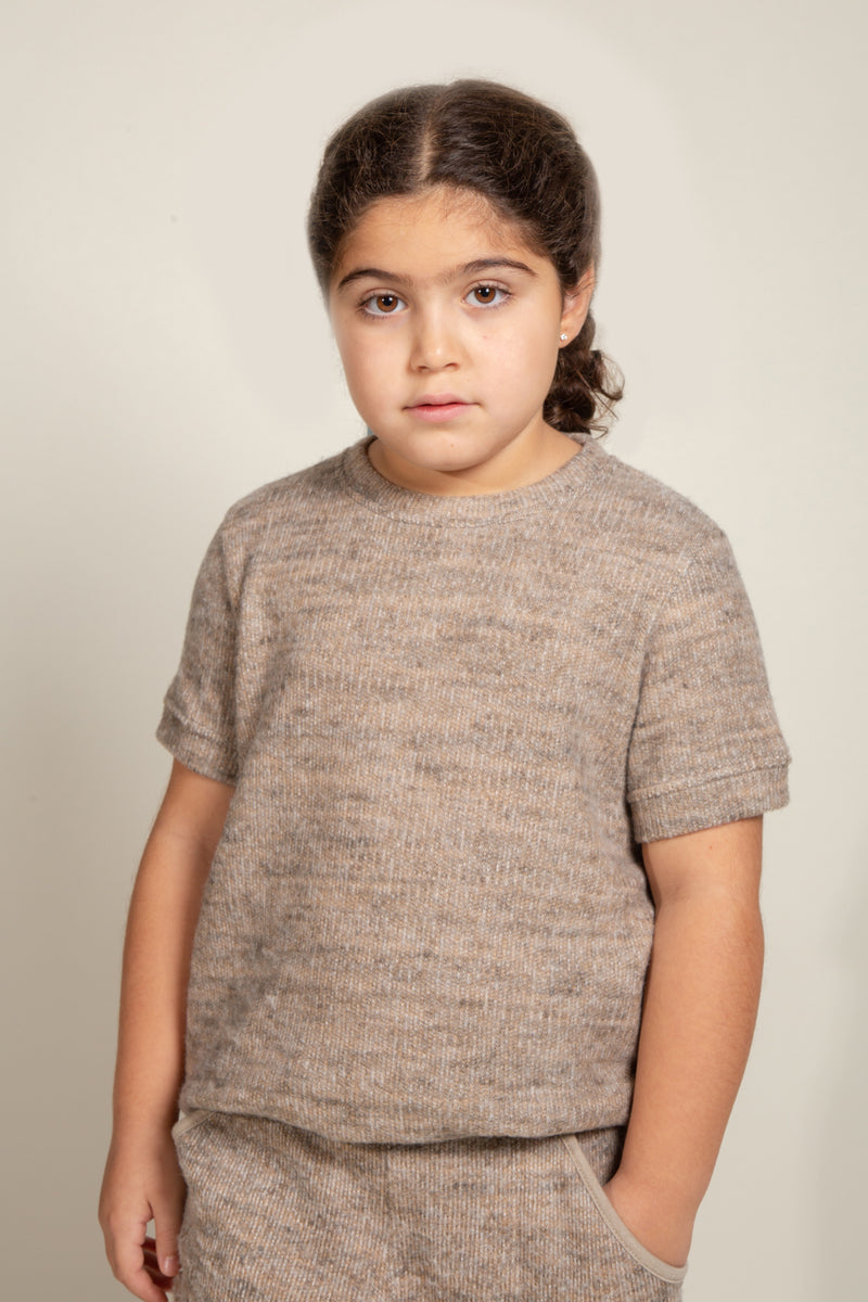 Girl's Soft Knit Novelty Tee — Camel