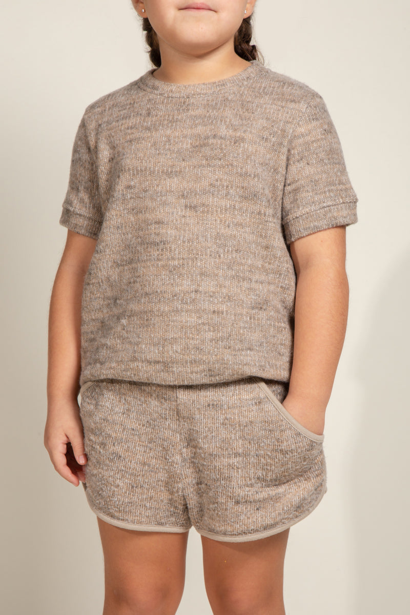 Girl's Soft Knit Short — Camel
