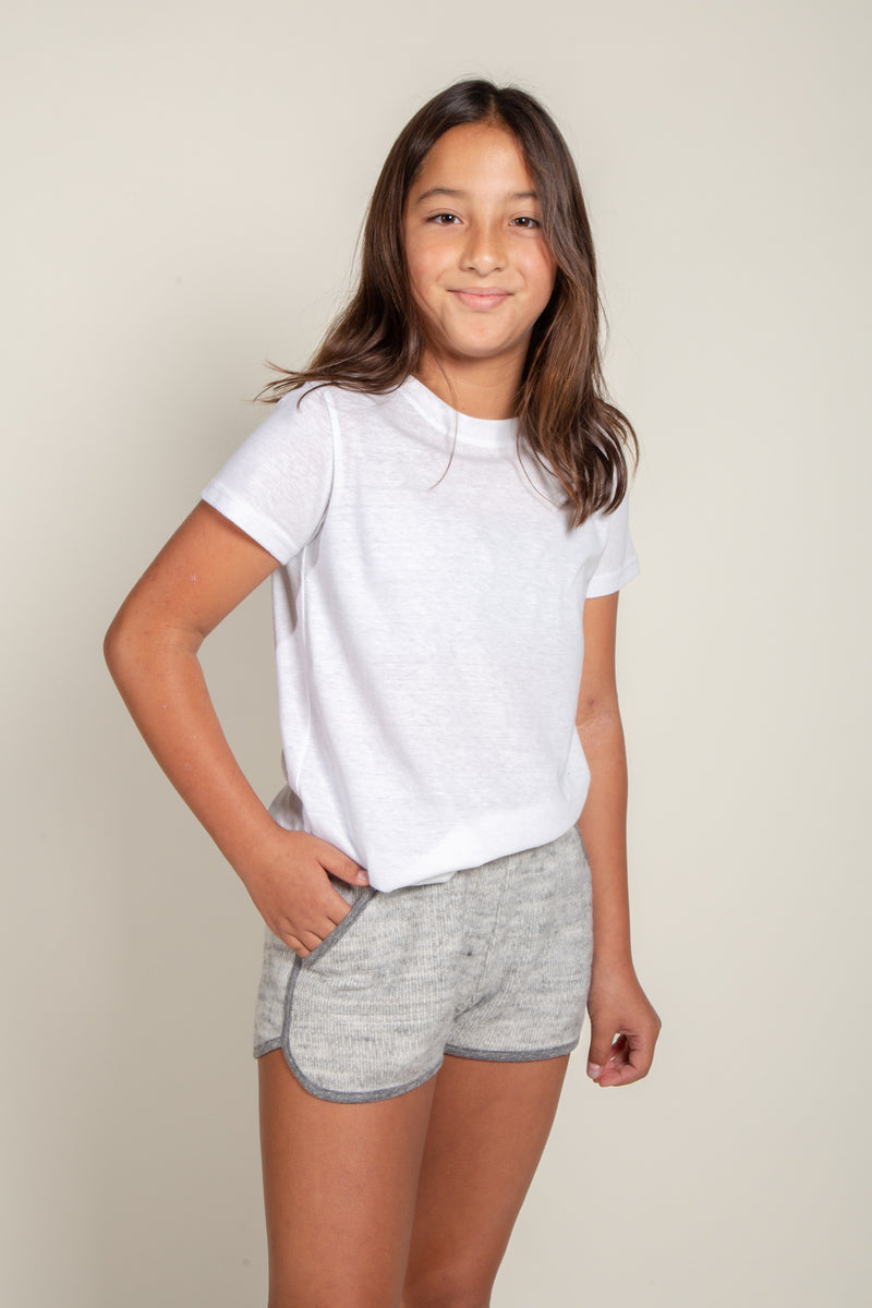 Girl's Soft Knit Short — Heather Grey