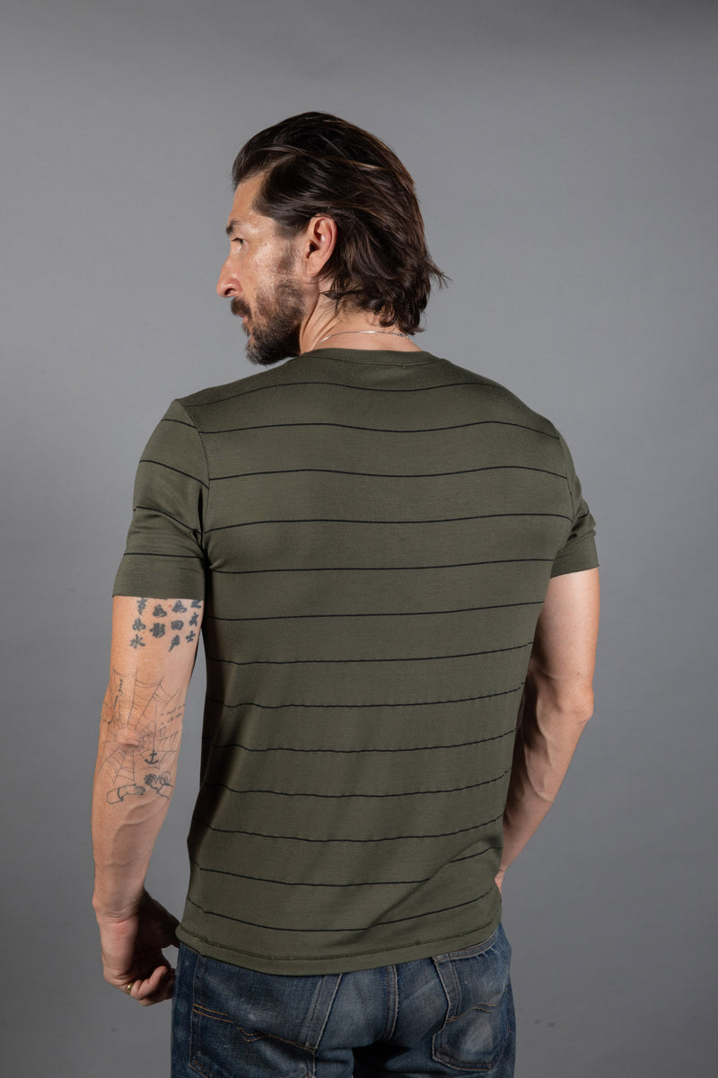 Men's Brolin Raw Neck Crew Stripe Tee