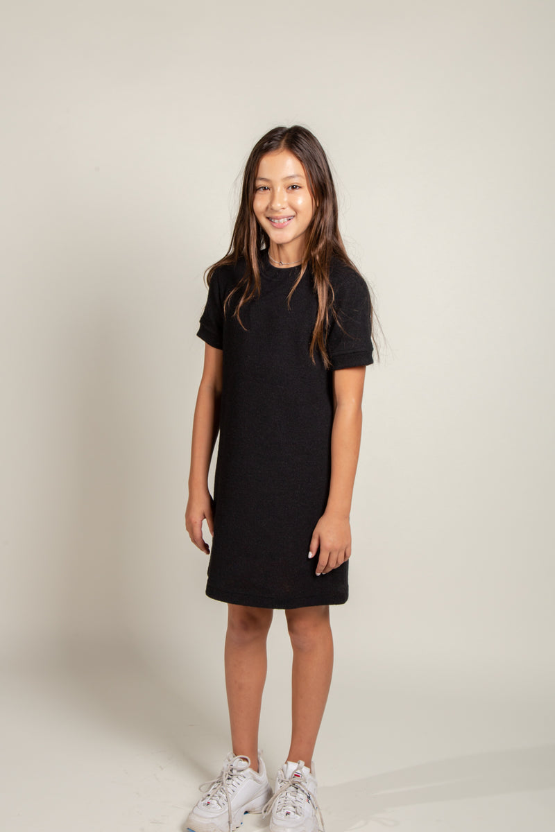 Girl's Soft Knit Dress — Jet Black