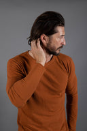Men's Linen Blend Crew Neck Long Sleeve — Mika Jaymes (view 7)
