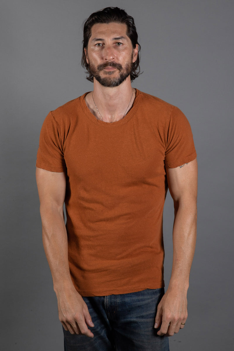 Men's Linen Blend Wide Neck Band Tee