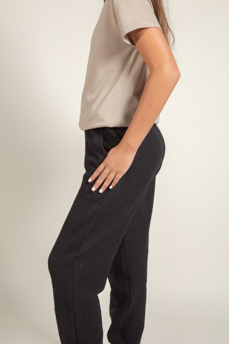 Girl's Soft Knit Jogger — Jet Black